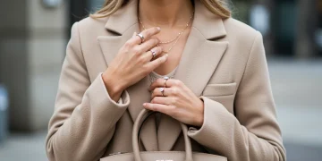 Stylish woman showcasing essential accessories for 2025 fashion trends