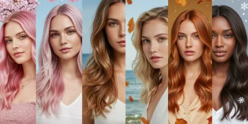 Stylishly transformed hair for each season of 2025, from vibrant spring colors to warm winter hues.