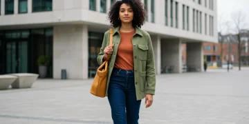 Woman in 2025 trending color palette outfit