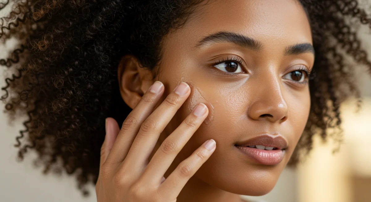 Person applying facial oil for enhanced skin radiance and protection