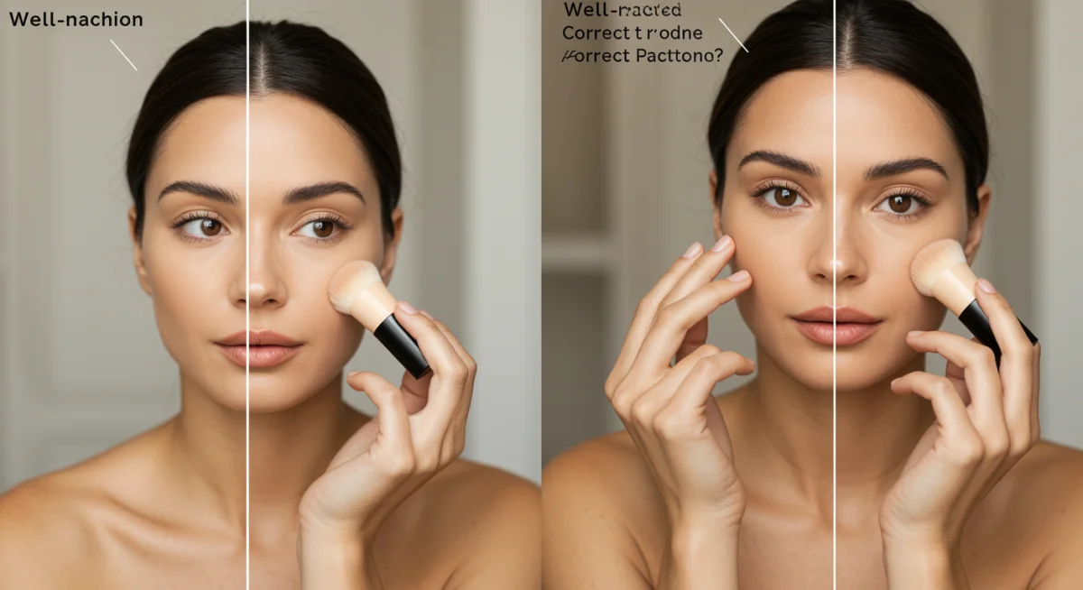 Woman applying foundation, demonstrating correct undertone match.