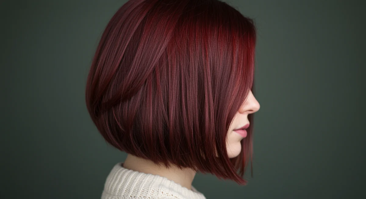 Chic auburn bob haircut for autumn and winter.