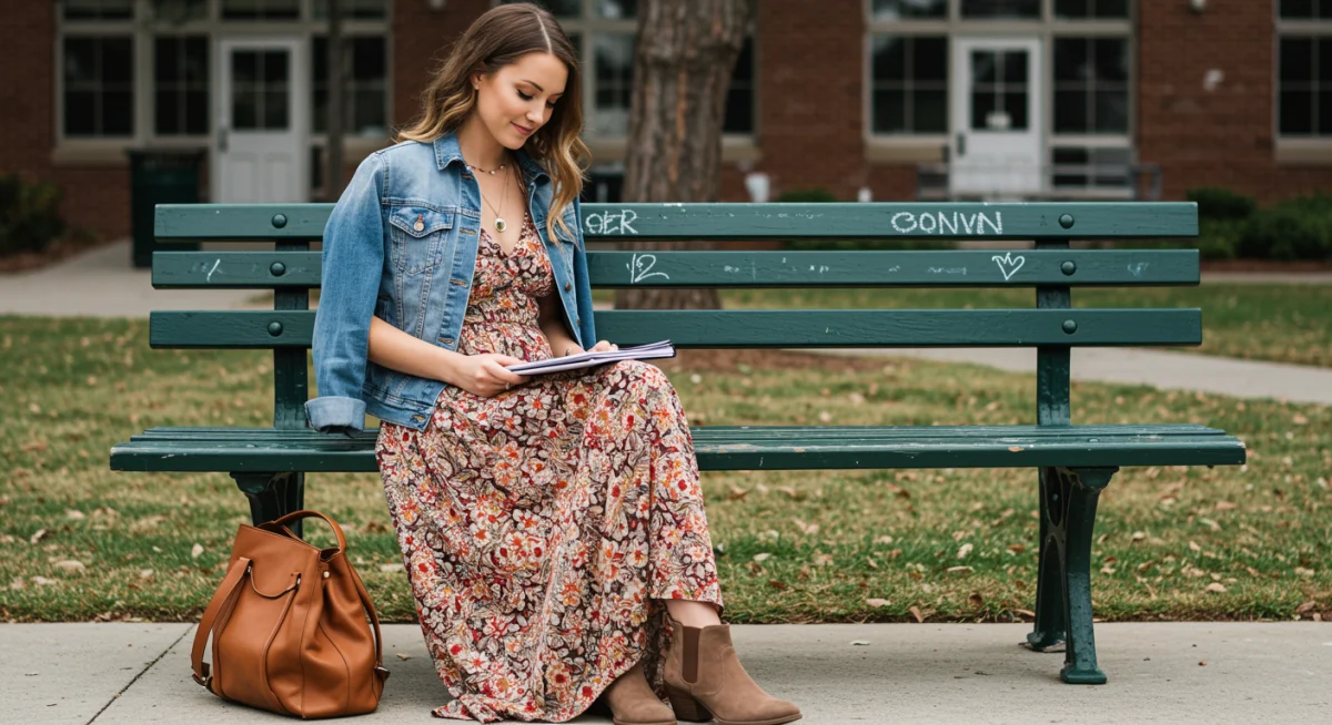 Boho chic college student outfit