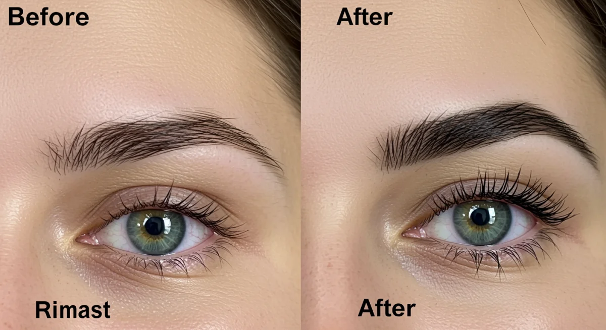 Before and after comparison of brow lamination results