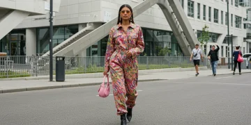 Woman in creative everyday outfit for 2025 fashion