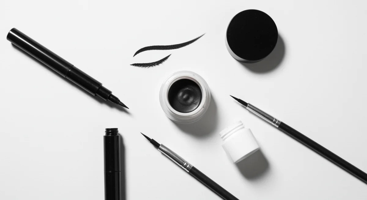 Selection of eyeliner tools for winged liner application
