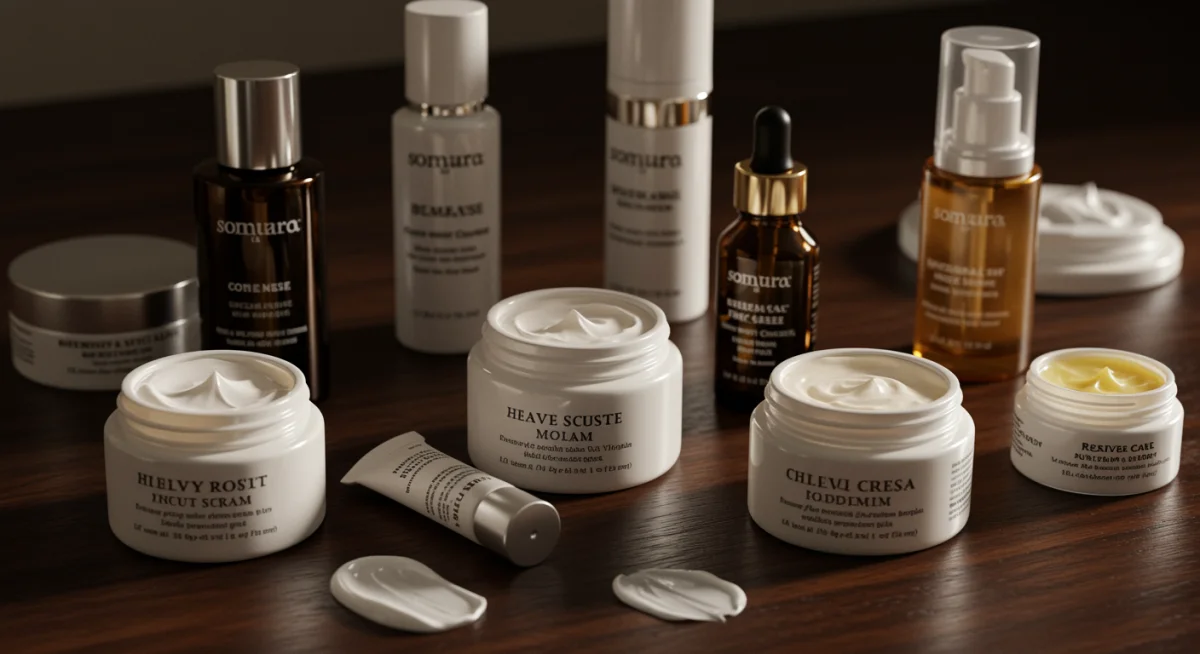Collection of rich, hydrating skincare products for winter dryness