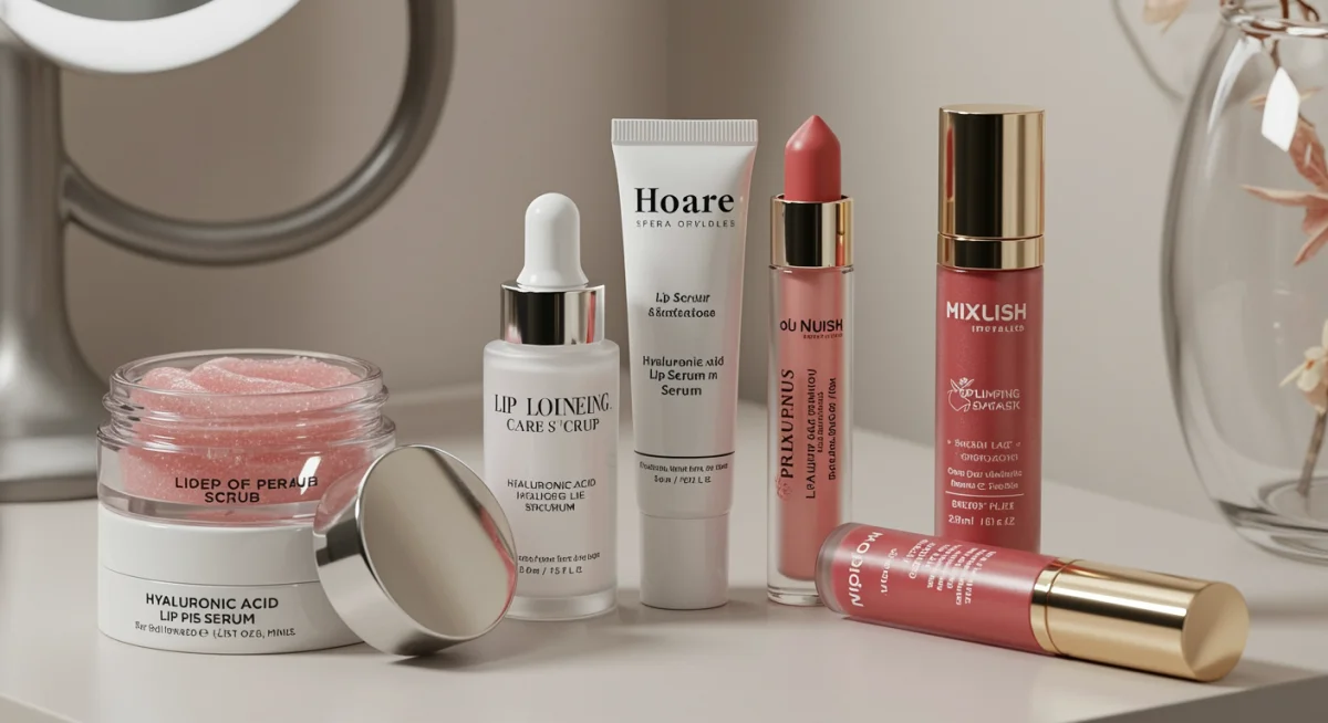 Assortment of lip care products for enhancing lip volume.