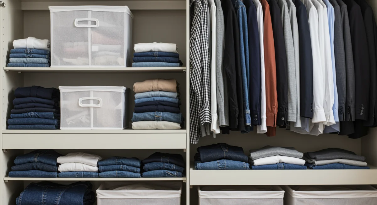Organized capsule wardrobe with versatile clothing items