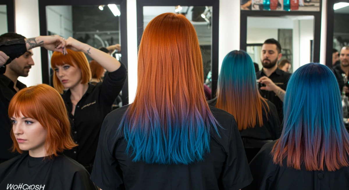 Diverse clients in a salon showcasing various bold hair colors for Summer 2025