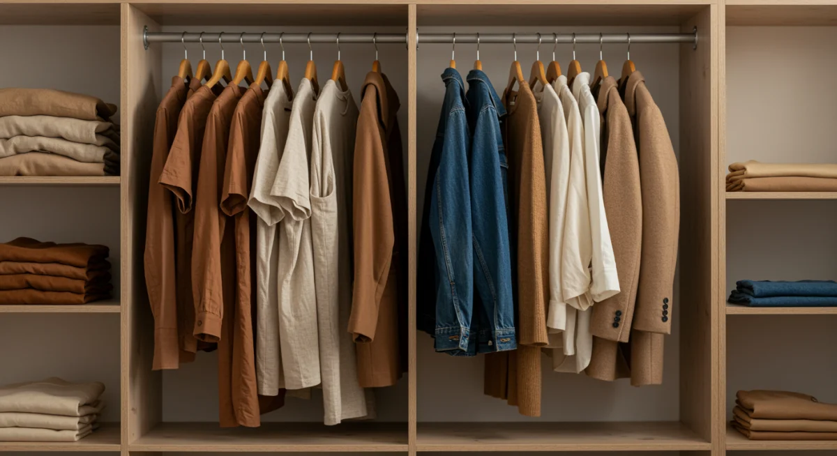 Organized capsule wardrobe with versatile pieces