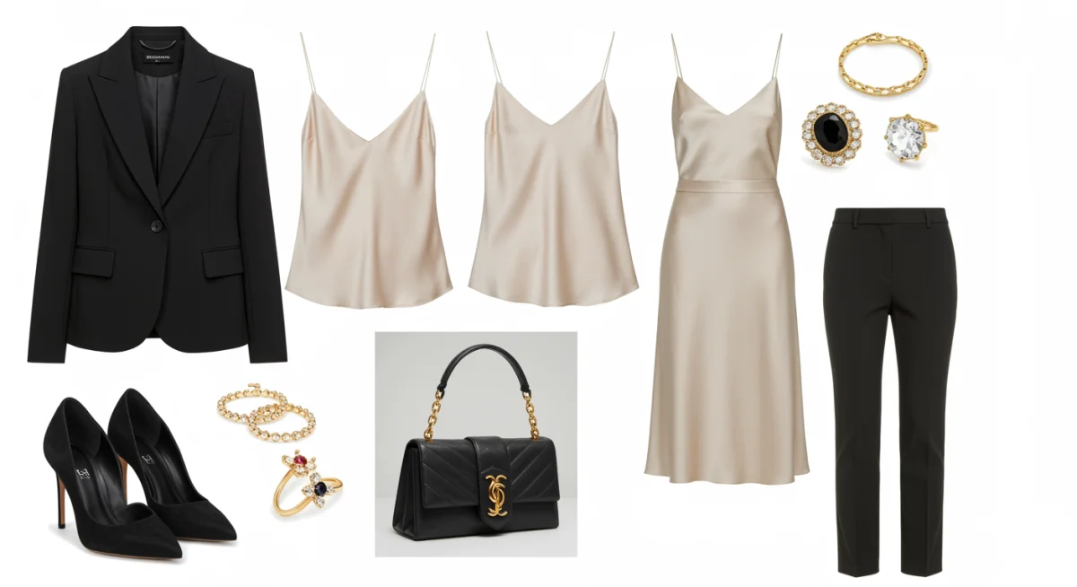 Versatile evening wear pieces for interchangeable outfit combinations