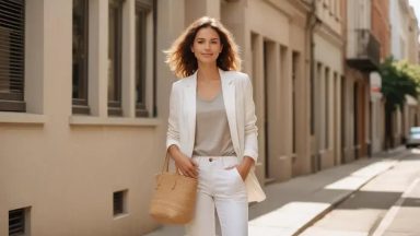white jeans outfits with relaxed summer tailoring — style