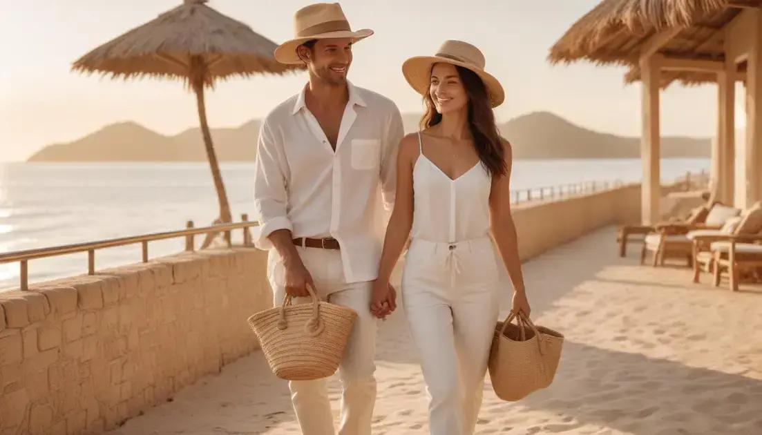 Monochrome vacation outfits with raffia accessories – tips