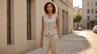linen vest outfits with wide-leg trousers: styling tips