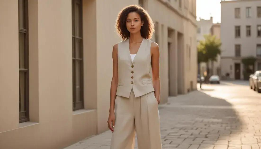 linen vest outfits with wide-leg trousers: styling tips